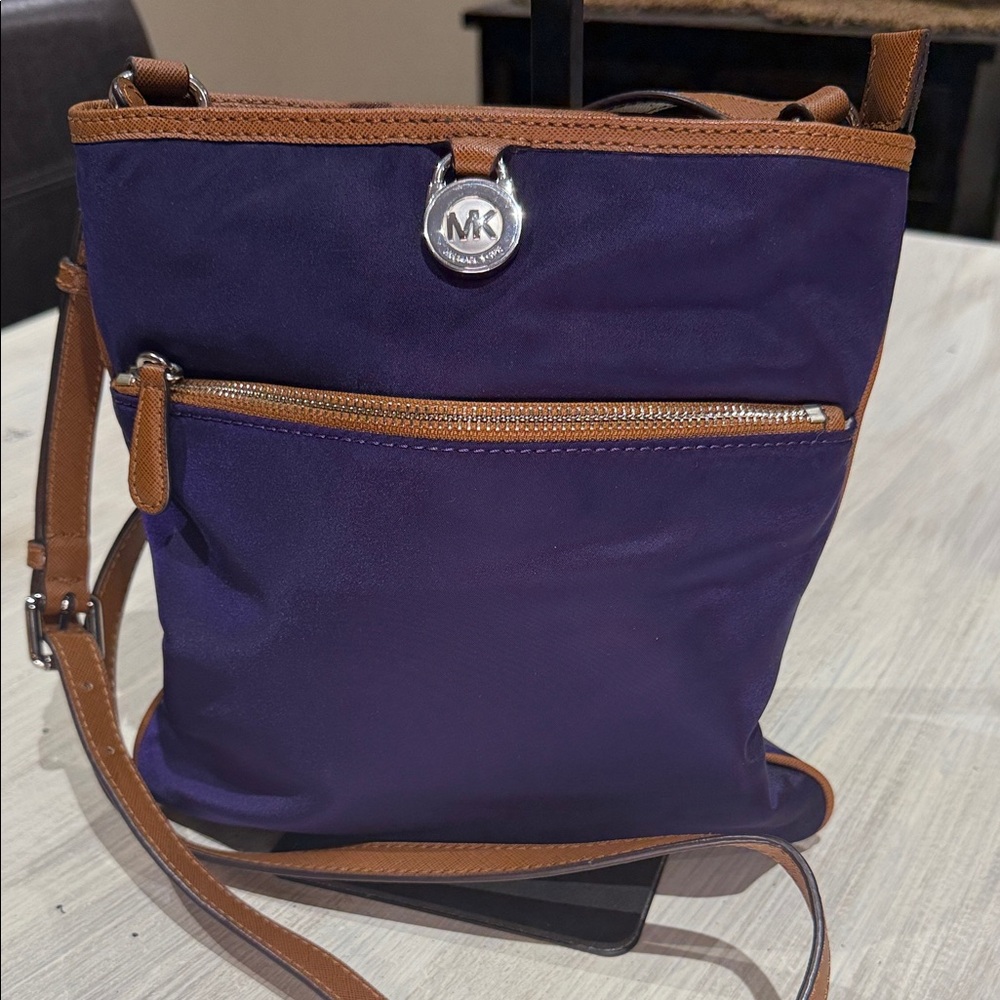 Michael Kors Purple and Brown nylon and leather Crossbody Bag-NWOT